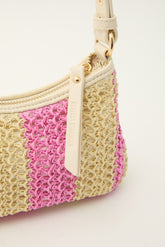 Postcards Mini Raffia Bag Pink Stripe